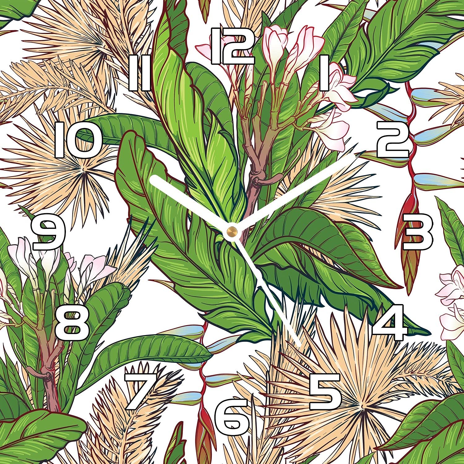 Horloge en Verre Silencieuse 30x30 cm Jungle Paradise pour Rompre la Monotonie des Murs
