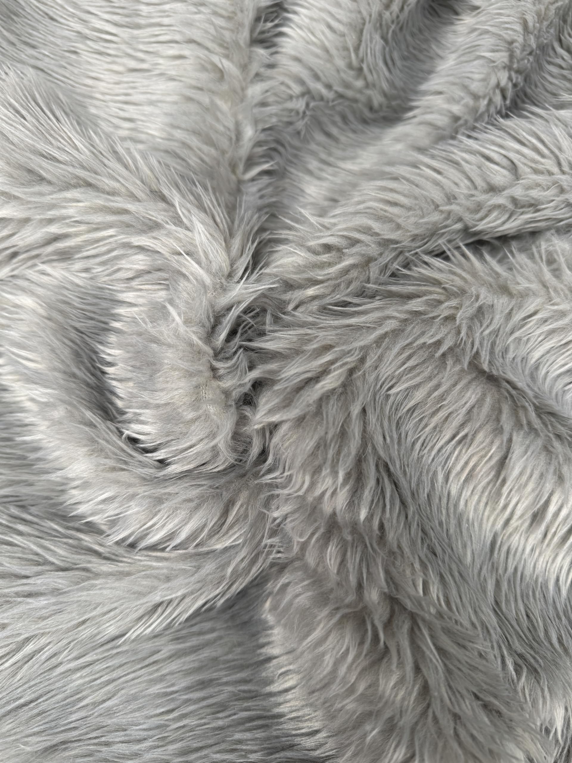 Crs Fur Fabrics Grey Plain Fun Faux Fur Fabric Material Silver 1/2Mtr - 150Cmx50cm