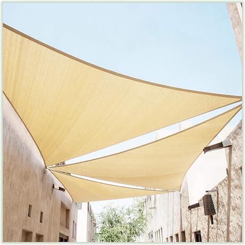 ColourTree 32' x 32' x 32' Beige Parasole Sail Triangolo Canopy Tenda Shelter Schermo del Panno del Tessuto - UV...