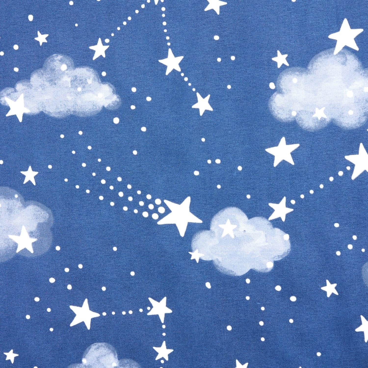 Estate View™ Kids' Room Darkening Grommet Top Night Sky Glow in The Dark Curtain Panel Pair, 38"x96", Blue/White