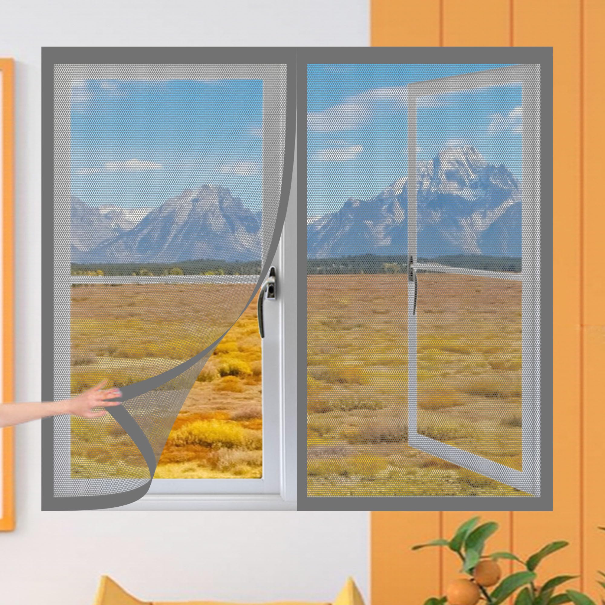 Gouer Grey Diy Fly Screen Windows 170 X 130 Cm Keep Fly Mosquito Out Selfadhesive Window Guard Screen Easy Install For Windows Doors And Patio Screens,