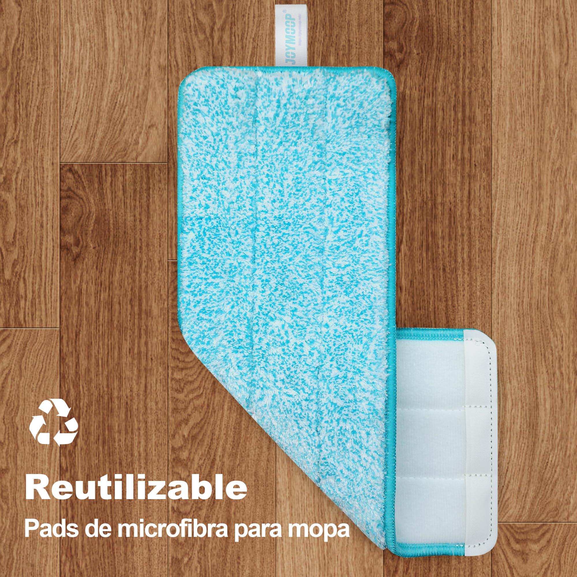 JOYMOOP Juego de fregona y Cubo con escurridor, fregonas para Limpieza de Suelos, Limpiador de fregona de Pared con Mango Largo, con 6 Almohadillas de Microfibra Reutilizables, Gris y Azul Cian