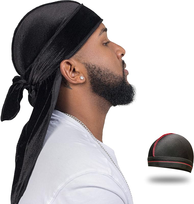 Conjunto ForceWave com durag de veludo e touca wave cap, Pacote com 2