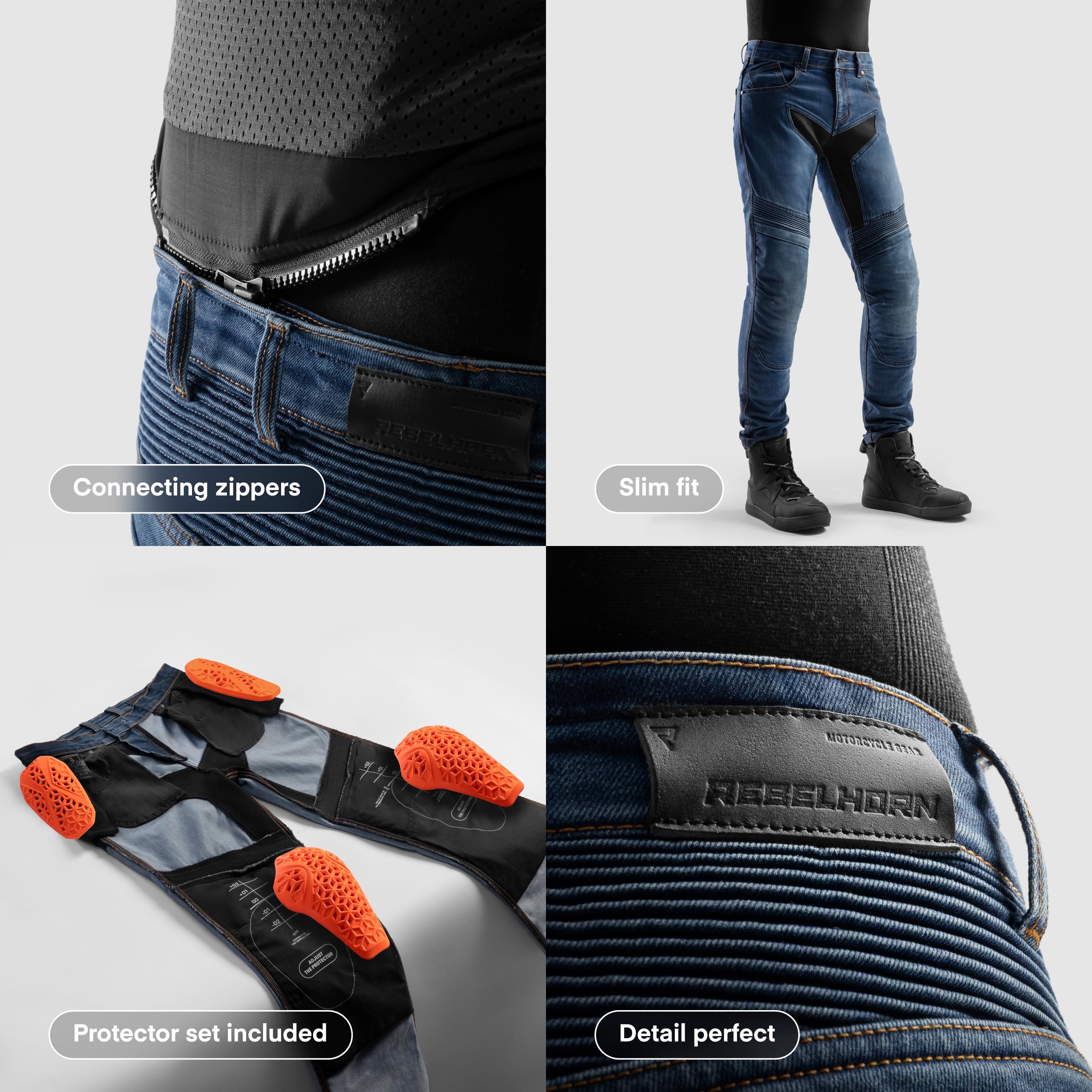 Rebelhorn Eagle 4 Slim Fit Motocyklowe jeansy, niebieski wyblakły, 34/34