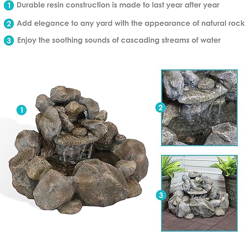 Miniatura 2 de Sunnydaze Rocky Ravine - Fuente de agua eléctrica para exteriores, de 18 pulgadas, con bomba sumergible, para jardín, patio, terraza