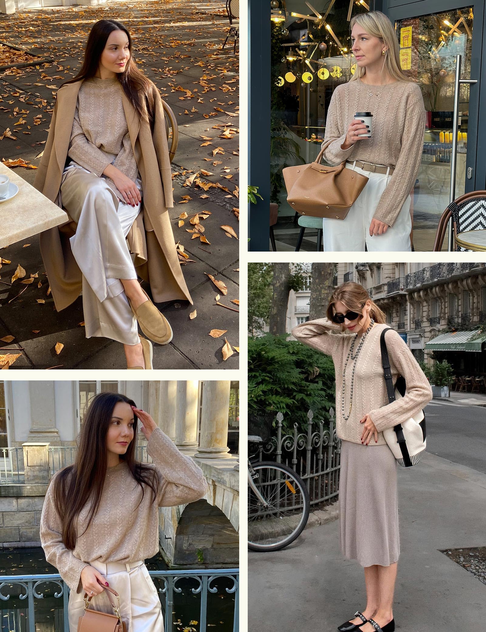 LilySilk Damen Oversized Pullover Drop-Shoulder 100% High-Premium Baby Kaschmir Kausal Kabel Strickpullover für Herbst