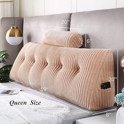 Miniatura 2 de Almohadas tipo cuña para cabecera y almohada enrollable para cabecera, cojín grande para reposo en cama, almohadas de lectura, tamaño individual, 39
