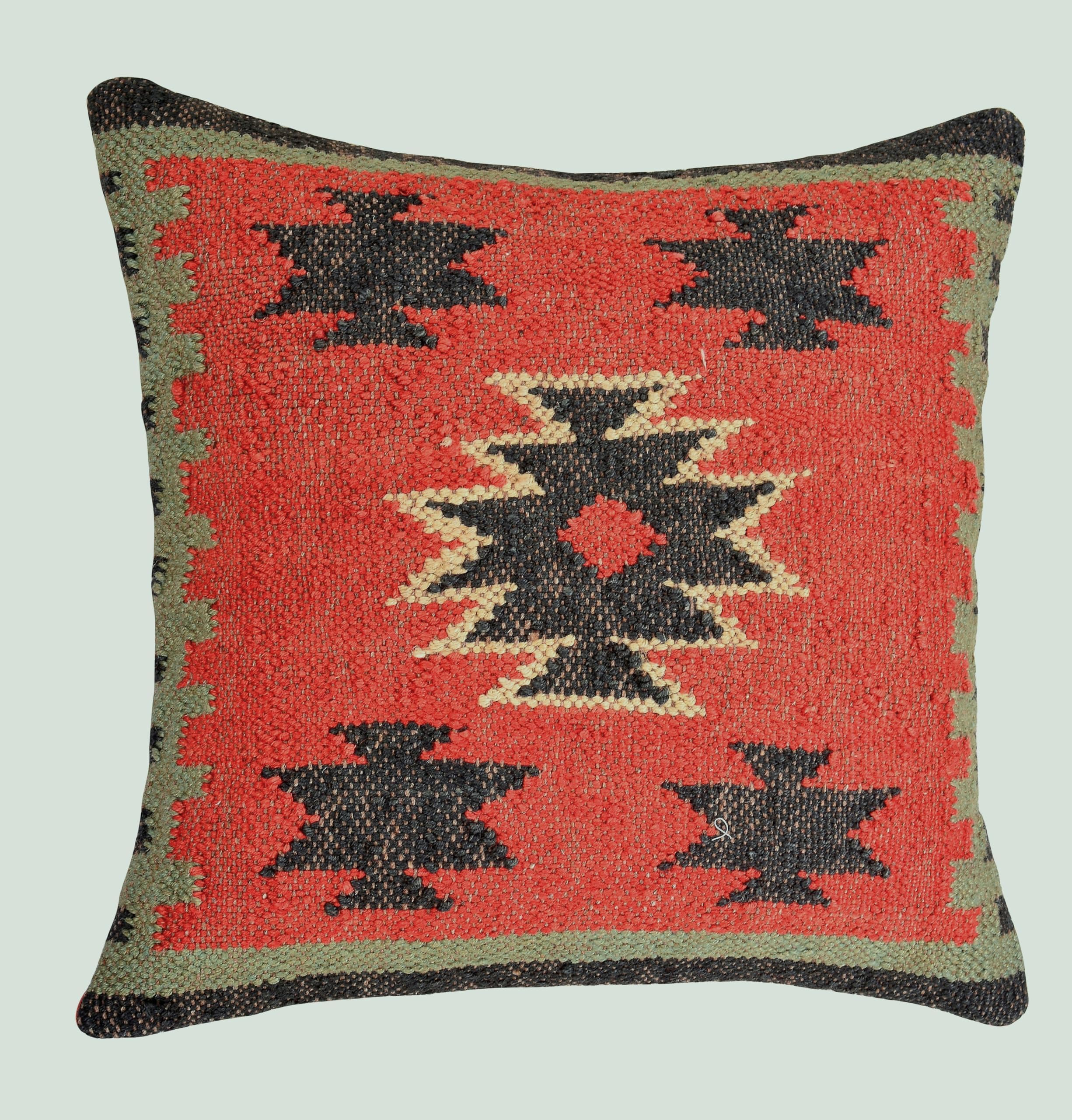 Housse de coussin Kilim tissée à la main 45x45 cm en jute naturelle bohème chic