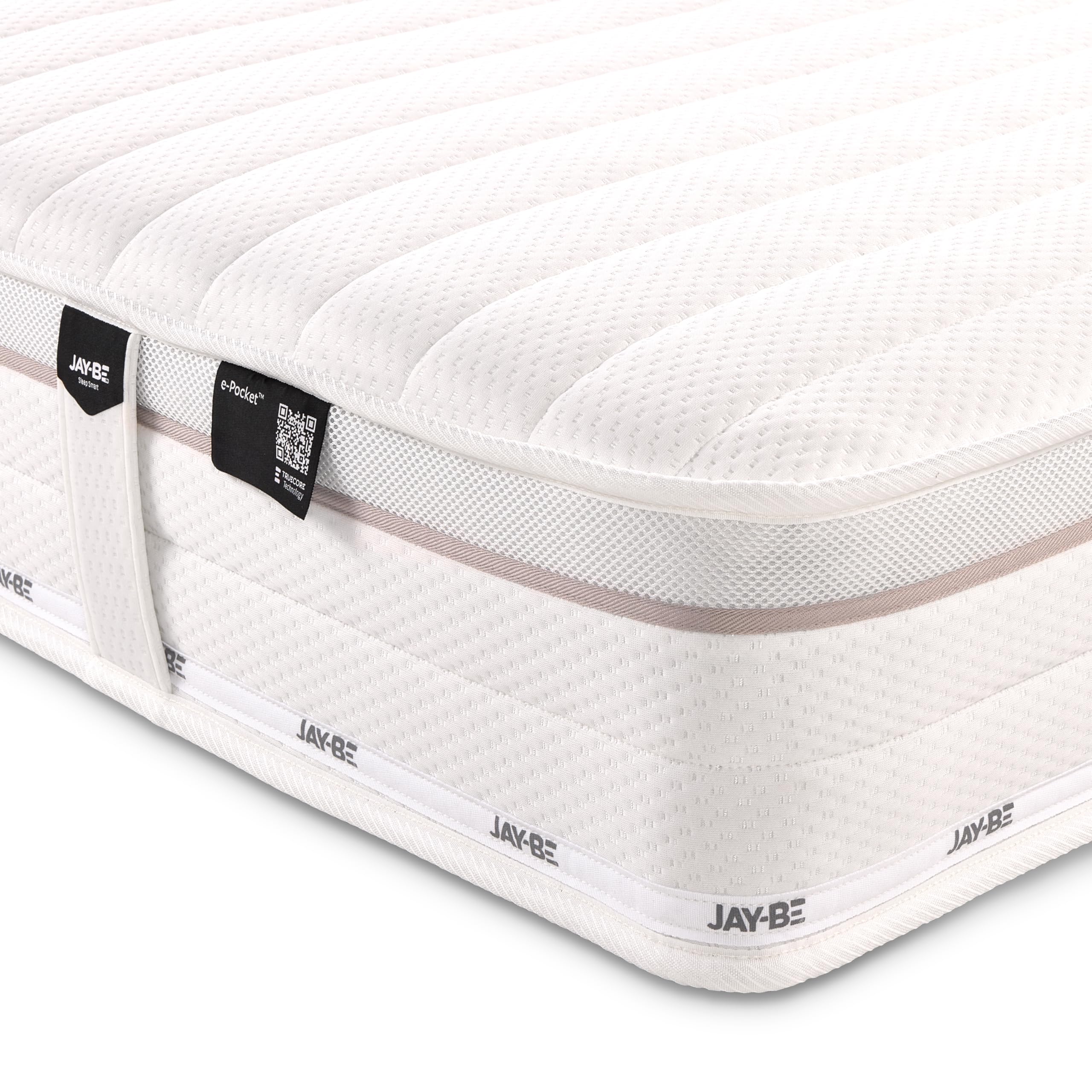 JAY-BE Truecore 1000 Small Double Mattress, 4ft, 21cm Thick, e-Pocket Sprung, Medium Mattress, Sustainably Made in the UK (190 x 120 x 21cm)