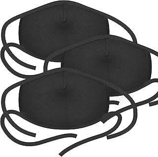 Reusable Fashion Face Mask Cover Breathable Material 2 layer with adjustable tie loop Made in Korea Pack of 3, Dark Grey