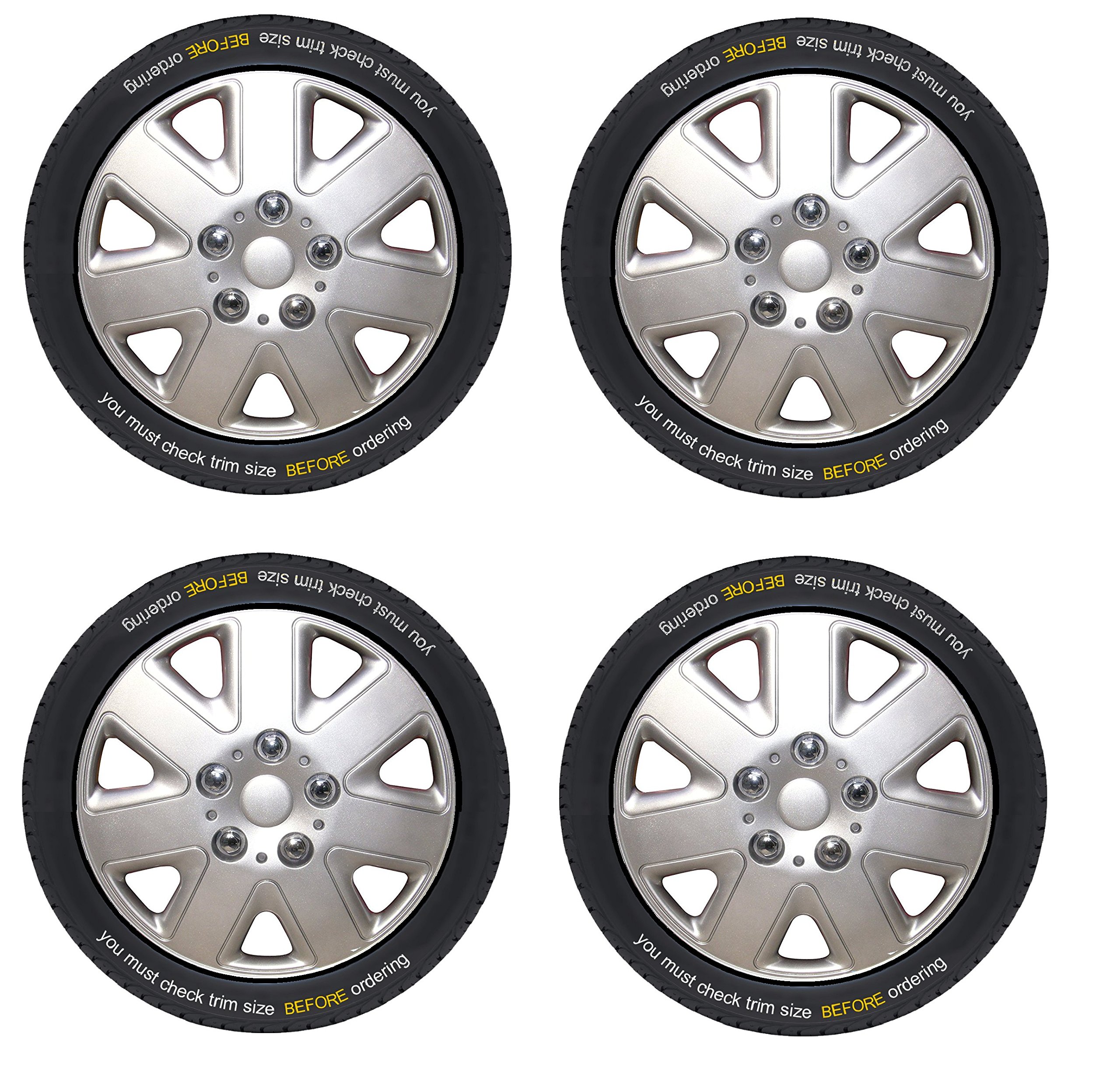 XtremeAuto® Black Silver Blue Red Wheel Trim Set x 4 (15" MADRID SILVER WHEEL TRIM SET (WLW2-C11))