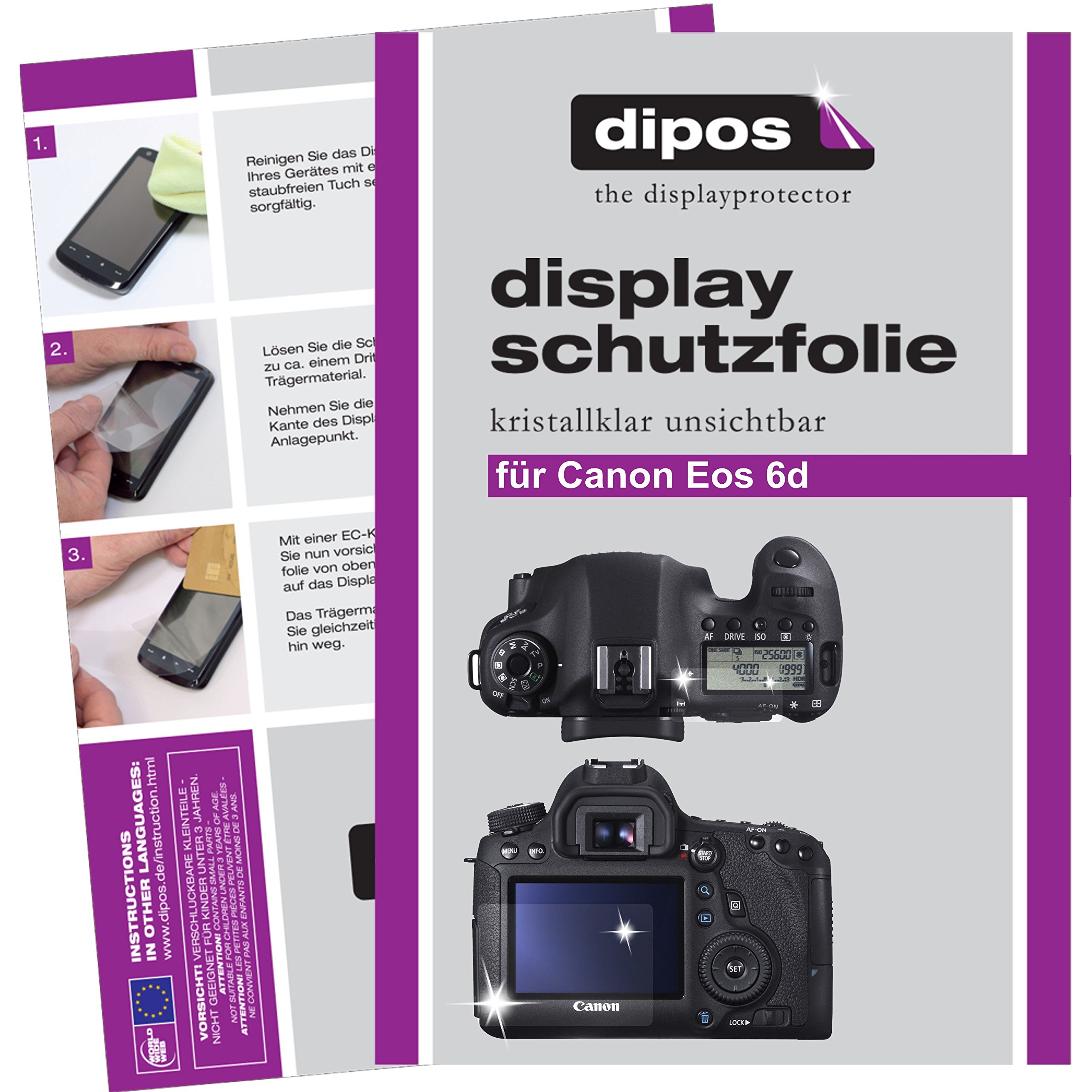6x Displayschutzfolie Für Canon EOS 6D – Kratzfester, Passgenauer Schutz Ohne Kleber (Made In Germany)