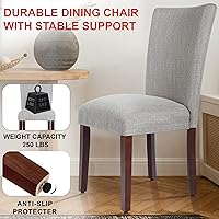 Vista 4 de HomePop Parsons Classic Upholstered Accent Dining Chair, Single Pack, Light Grey