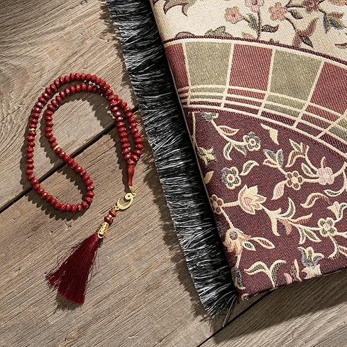Miniatura 6 de Alfombra de oración musulmana con cuentas de oración islámica, alfombrilla de oración de viaje, regalos islámicos para mujeres, oración portátil