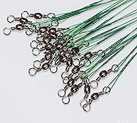 Vista 3 de 50 líderes de alambre de pesca de alta resistencia con revestimiento de nailon para líneas de pesca con giros y broches de presión de 6 pulgadas