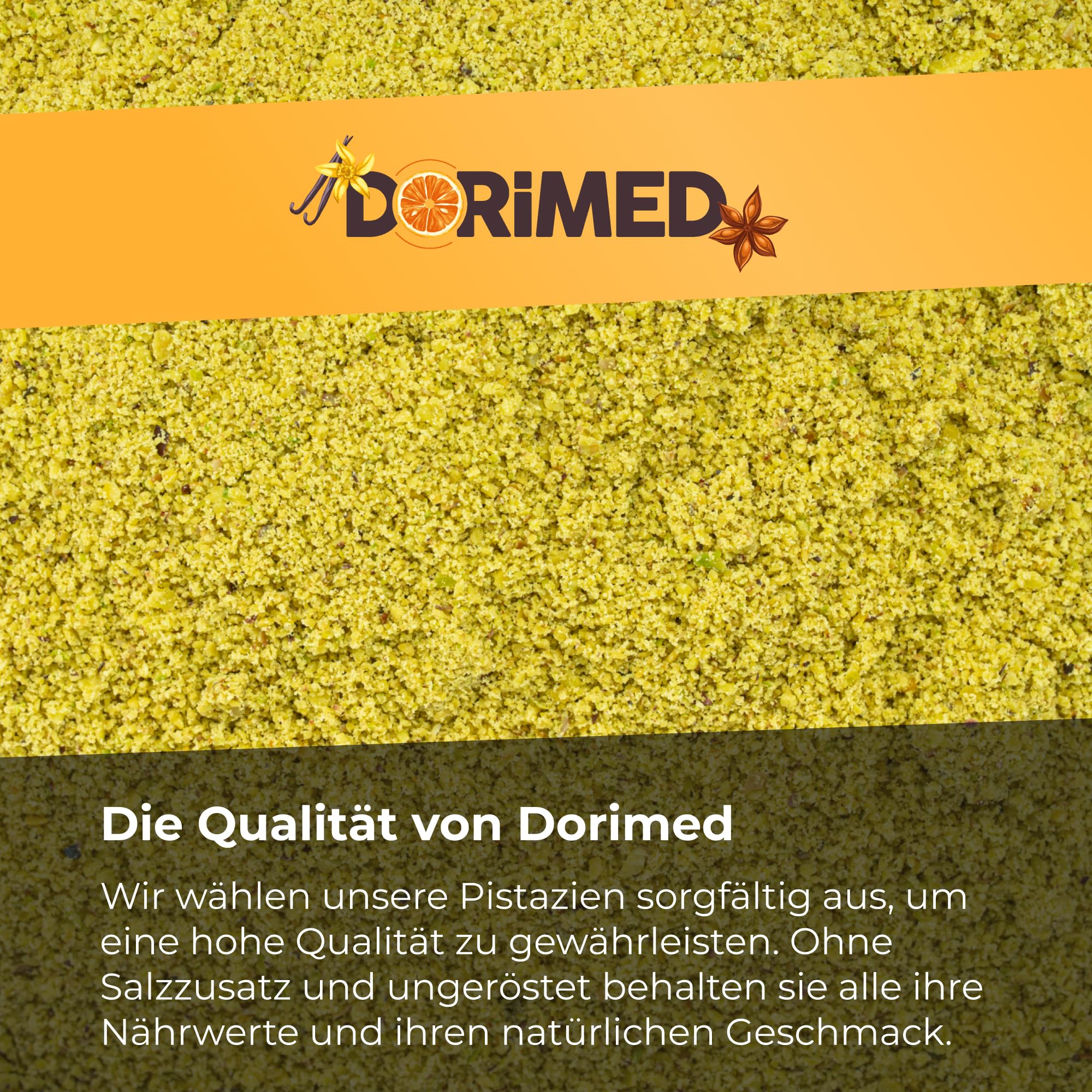 DORiMED Gemahlene Pistazien in Pulverform | ungesalzen | 1 kg zerkleinerte Pistazien von 100% natürlicher Herkunft | geeignet für vegane und vegetarische Ernährung | gemahlen und frisch | ungeröstet