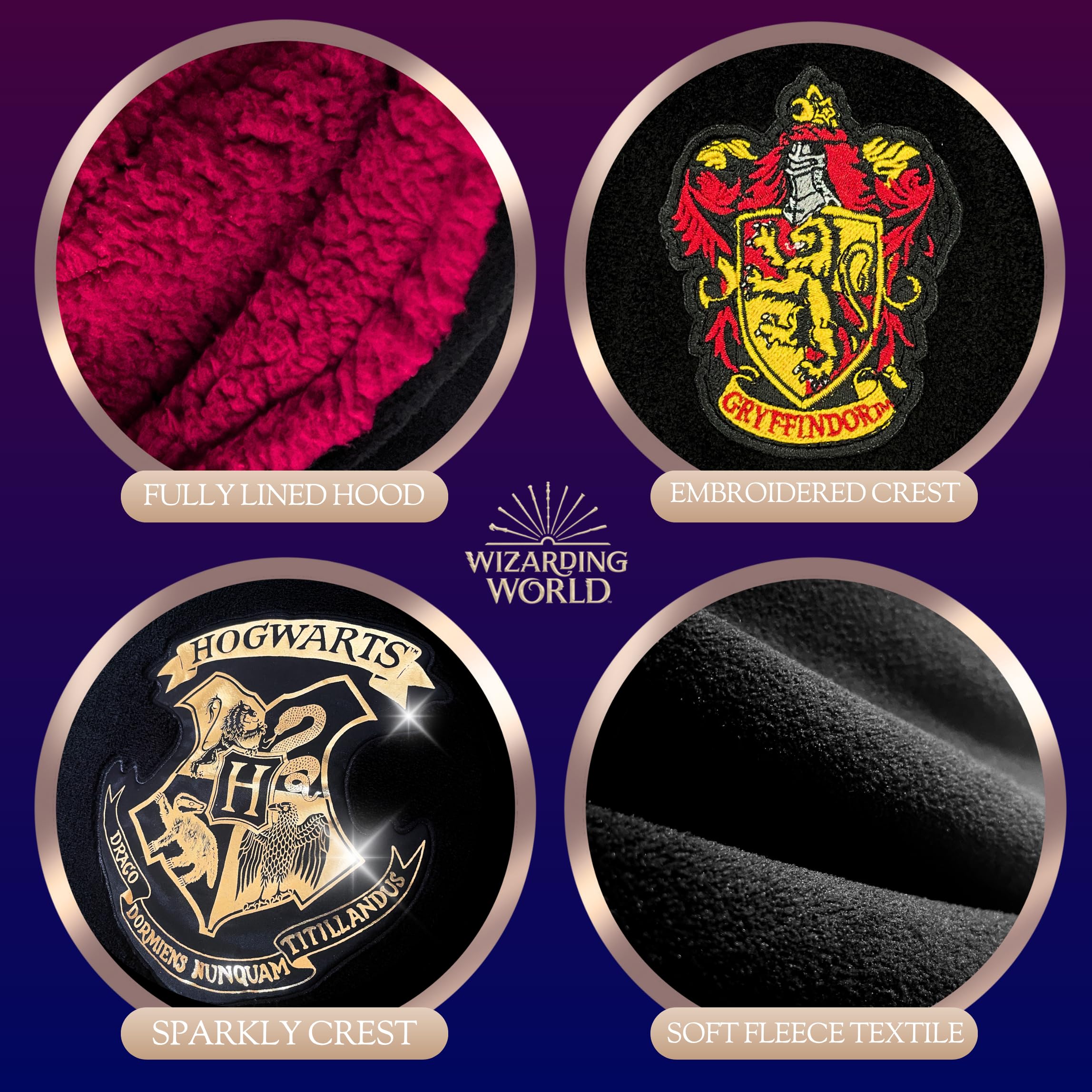 Harry Potter Couverture à Capuche, Design Polaire Sweat a Capuche Poudlard Poncho, Cape Gryffondor Officielle, Cadeau pour Adultes et Adolescents