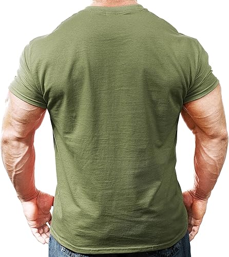 Miniatura 2 de Monsta Clothing Co. Camiseta deportiva para gimnasio (HRD-LVN HardLivin) para hombre (G:MG) verde militar, Verde(Military Green)