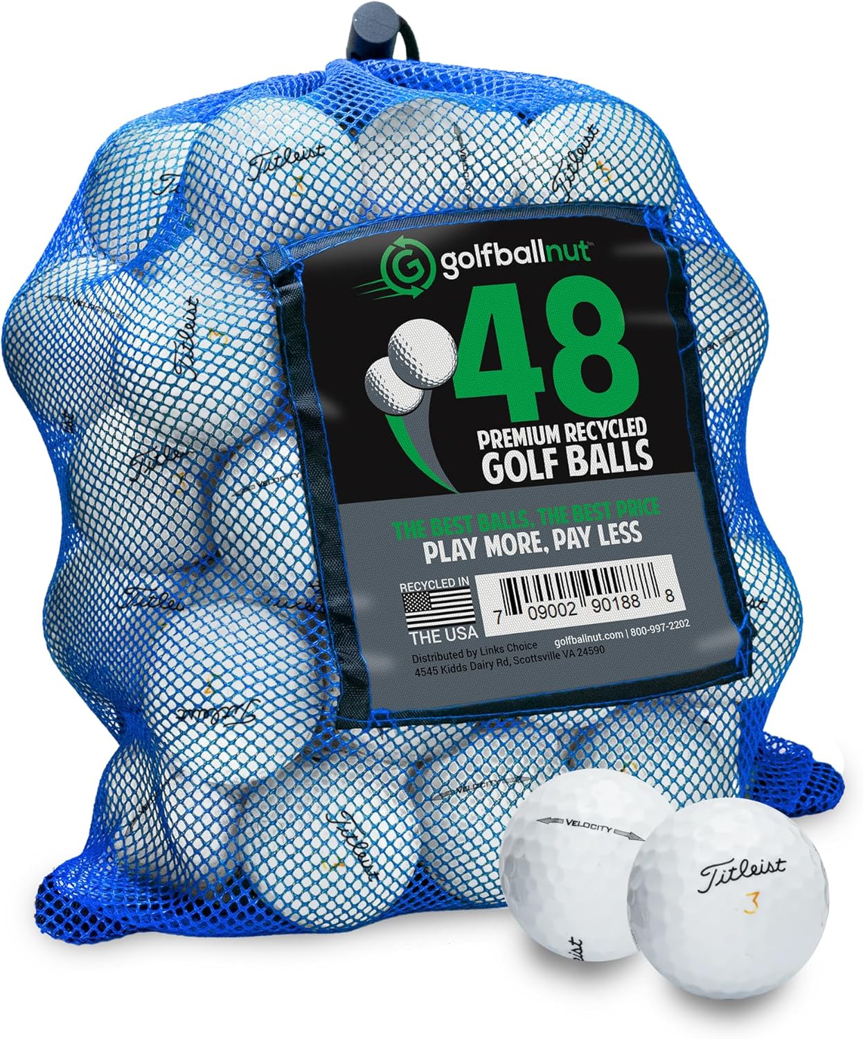Used and Recycled for Titleist Velocity Mint 5A (White) (24 & 48) Golf Balls Mesh Bag Included