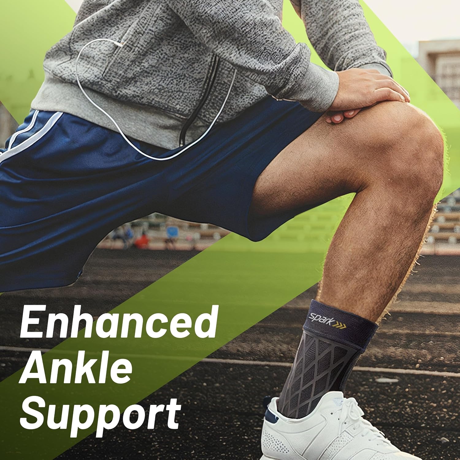 Brownmed - Spark Kinetic Ankle Sleeve - Ankle Brace for Men & Women - Compression Sleeve for Ankle Support with Embedded Kinesiology Tape - Ankle Sleeve for Running, Cycling, Exercise & More - Medium
