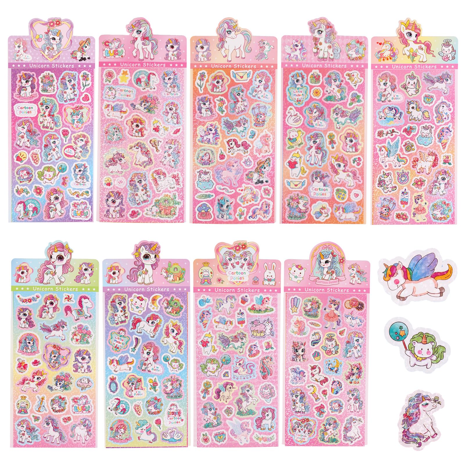 HOWAF 330+ Adesivi Glitterati Per Bambini – 24 Fogli Con Unicorni, Sirene, Animali Marini, Per Scrapbooking E Regali