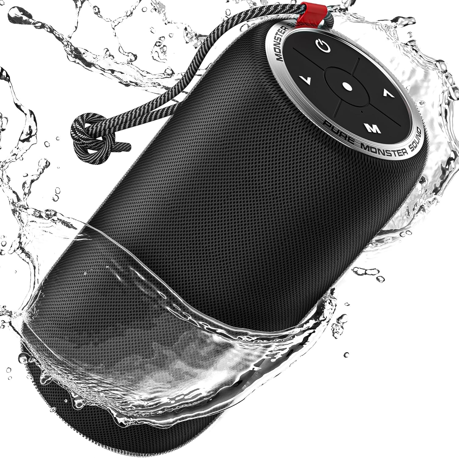 Monster S310 Bluetooth Speaker, Portable Bluetooth Speaker, 30W True Wireless Stereo Pairing Deliver Dynamic Sound, IPX5 Waterproof, Bluetooth 5.2 Built-in Mic, 24H, for Family Outdoor Black