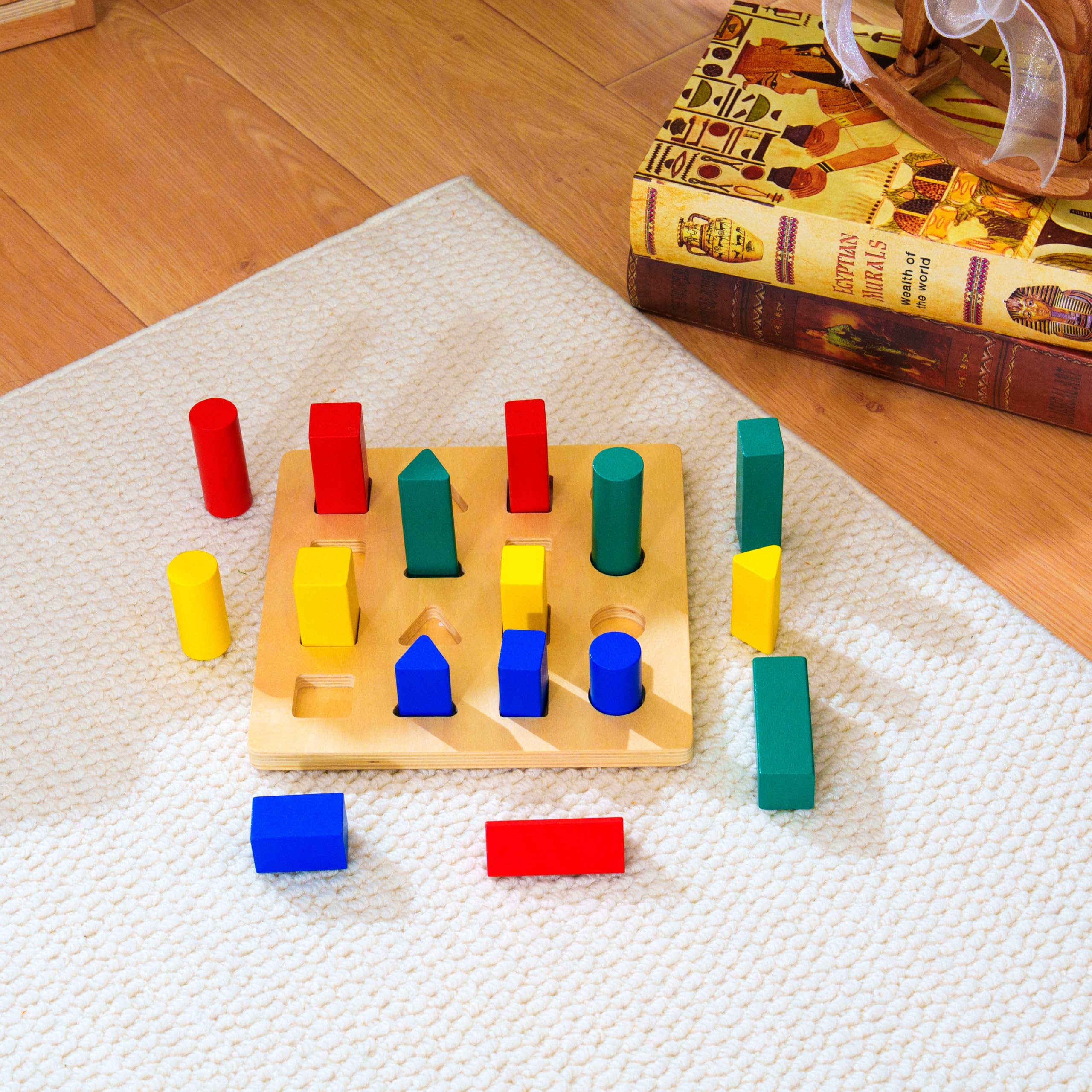 Montessori materiały matematyczne – drewniana zabawka edukacyjna do liczb i liczb, przedszkola i szkoły podstawowej, domowej i klasy od 3 lat (drabina geometryczna Montessori)