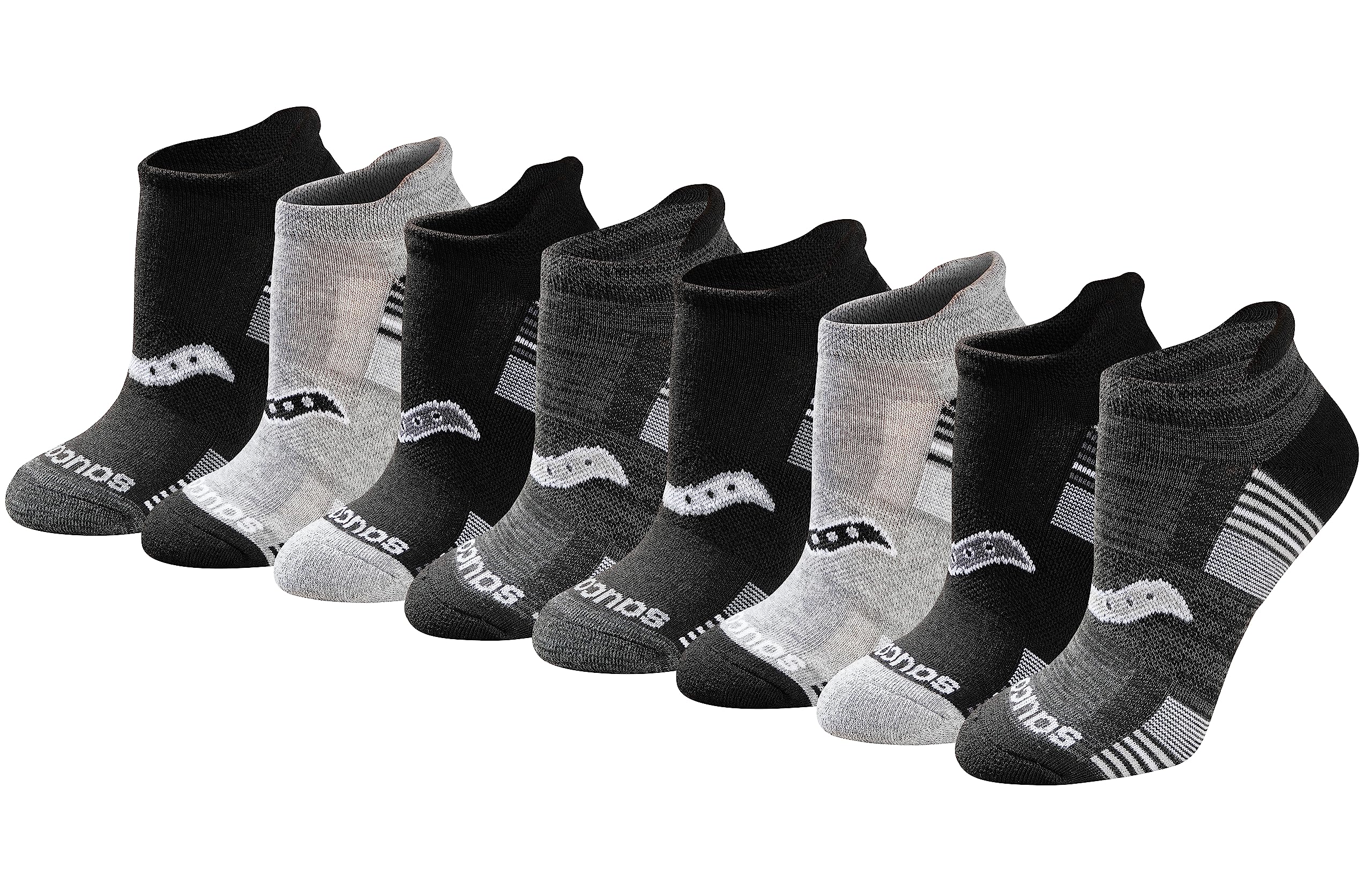 SauconyWomen's RunDry Performance Heel Tab Athletic Socks, Available in S-L (8, 16, 24 Pairs)