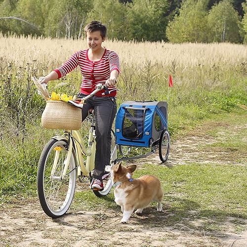 Miniatura 9 de PEXMOR Remolque de bicicleta para perros, carrito plegable para mascotas con enganche universal, transporte de carga para perro y ruedas de