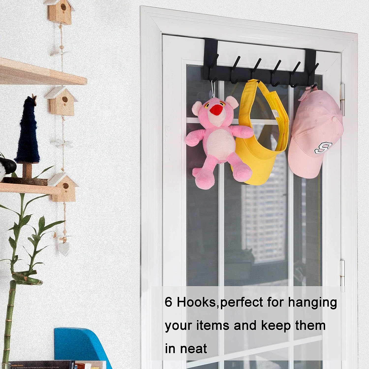 WEBI Over The Door Hook Door Hanger:Over The Door Towel Rack with 6 Coat Hooks for Hanging,Towel Hanger Door Coat Hanger Over Door Coat Rack for Towels,Clothes,Back of Bathroom,Black : Industrial & Scientific