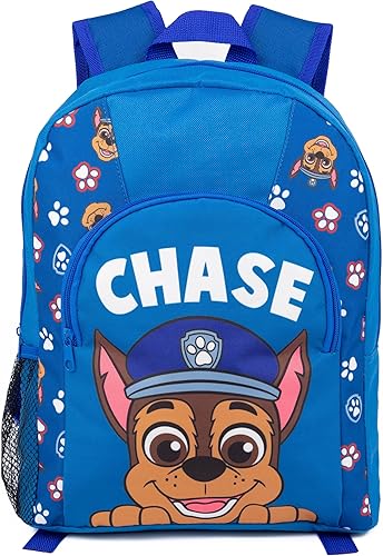 Paw Patrol Mochila para niños en Blue Chase Is On The Case - Mochila para niños, cómoda y ajustable, con correas ajustables