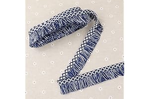 1.35 Inch x 6 Yards Fringe Trim with Borders of Blue