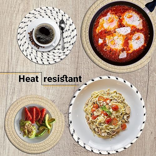 Miniatura 3 de Juego de 4 salvamanteles para ollas y sartenes calientes (dos de 9 pulgadas + dos de 7 pulgadas)  Salvamanteles de tejido de hilo de algodón 100%