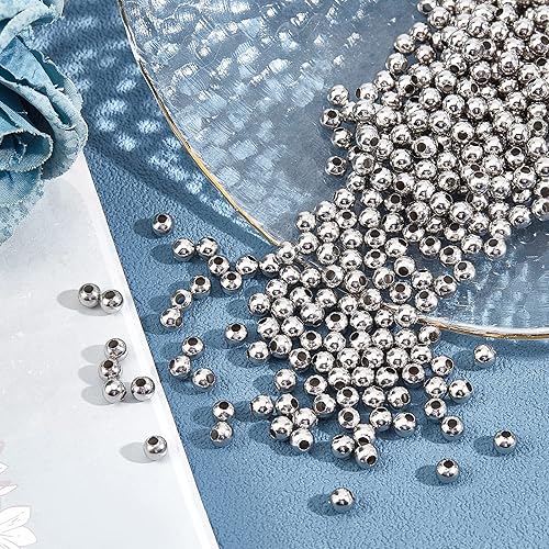 Miniatura 9 de UNICRAFTALE 500 cuentas redondas de acero inoxidable dorado de 0.118 pulgadas de diámetro, cuentas sueltas redondas lisas y sueltas de metal para