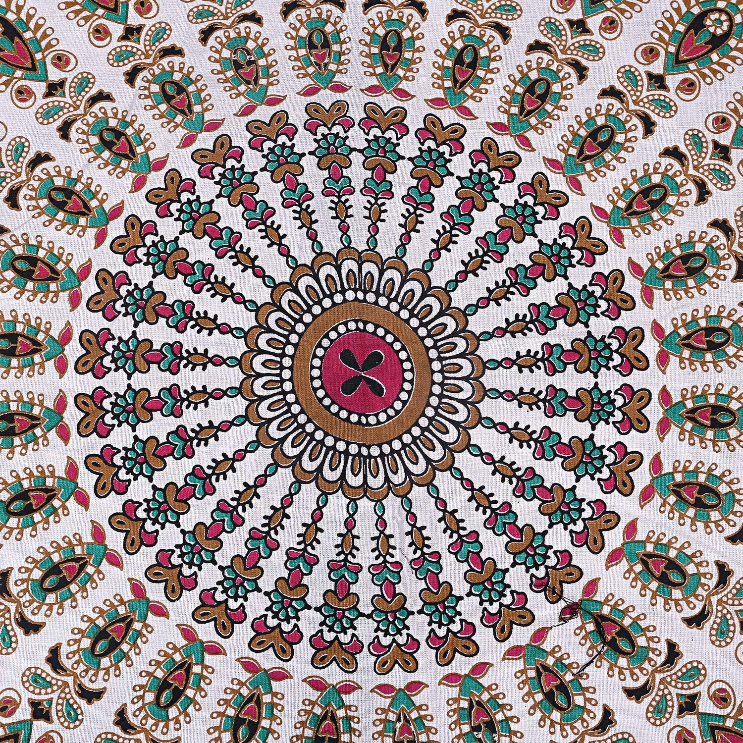 Peacock Print Mandala Dog Pouf Cover Indian Cotton Handmade Home Decor Bohemian Square Dog Pouf Hippie Bean Bags Pouf