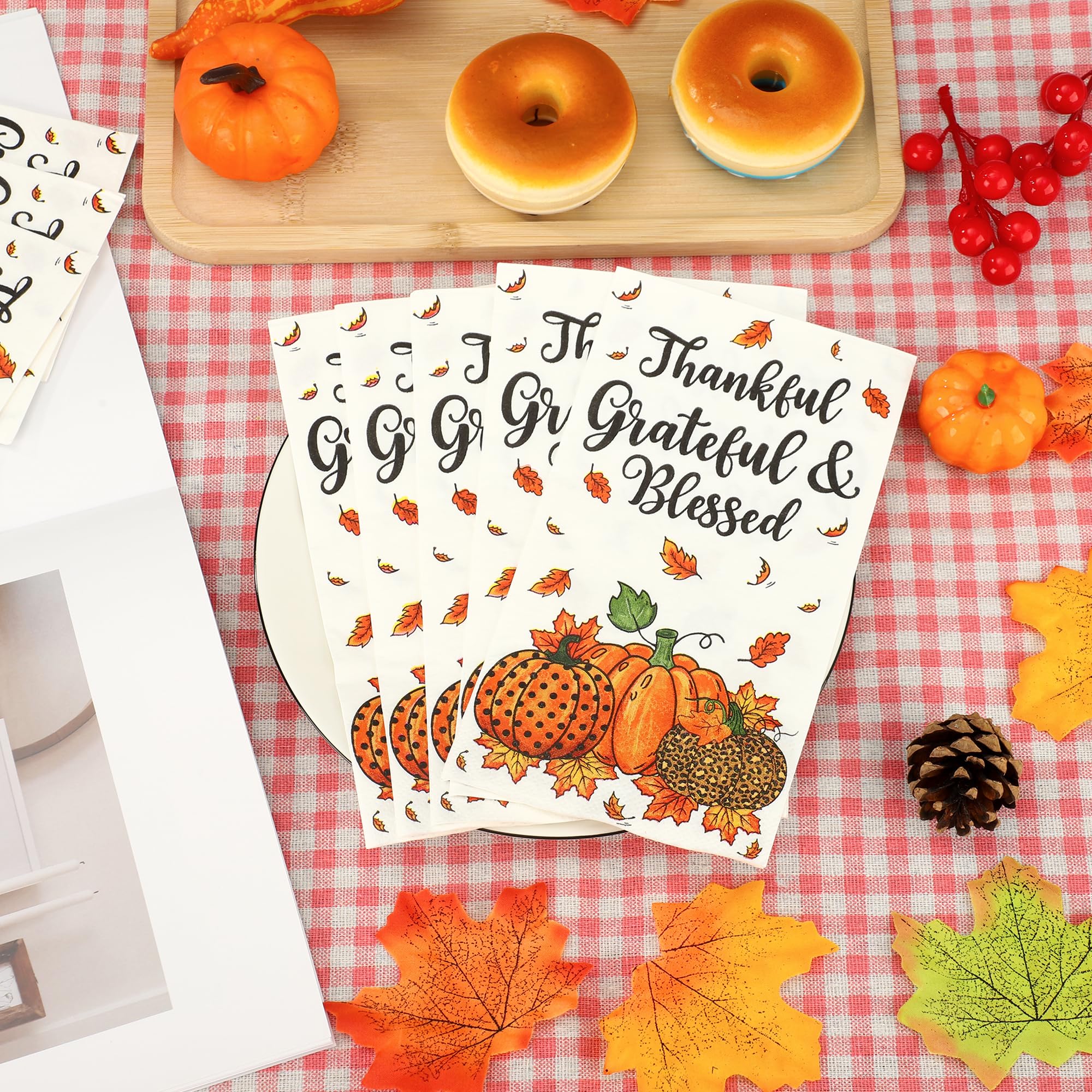 50 tovaglioli di carta usa e getta a 3 strati con zucca e foglia d'acero, per festa del Ringraziamento, raccolto autunnale, cena a casa, cucina, vacanze, feste, 50 pezzi