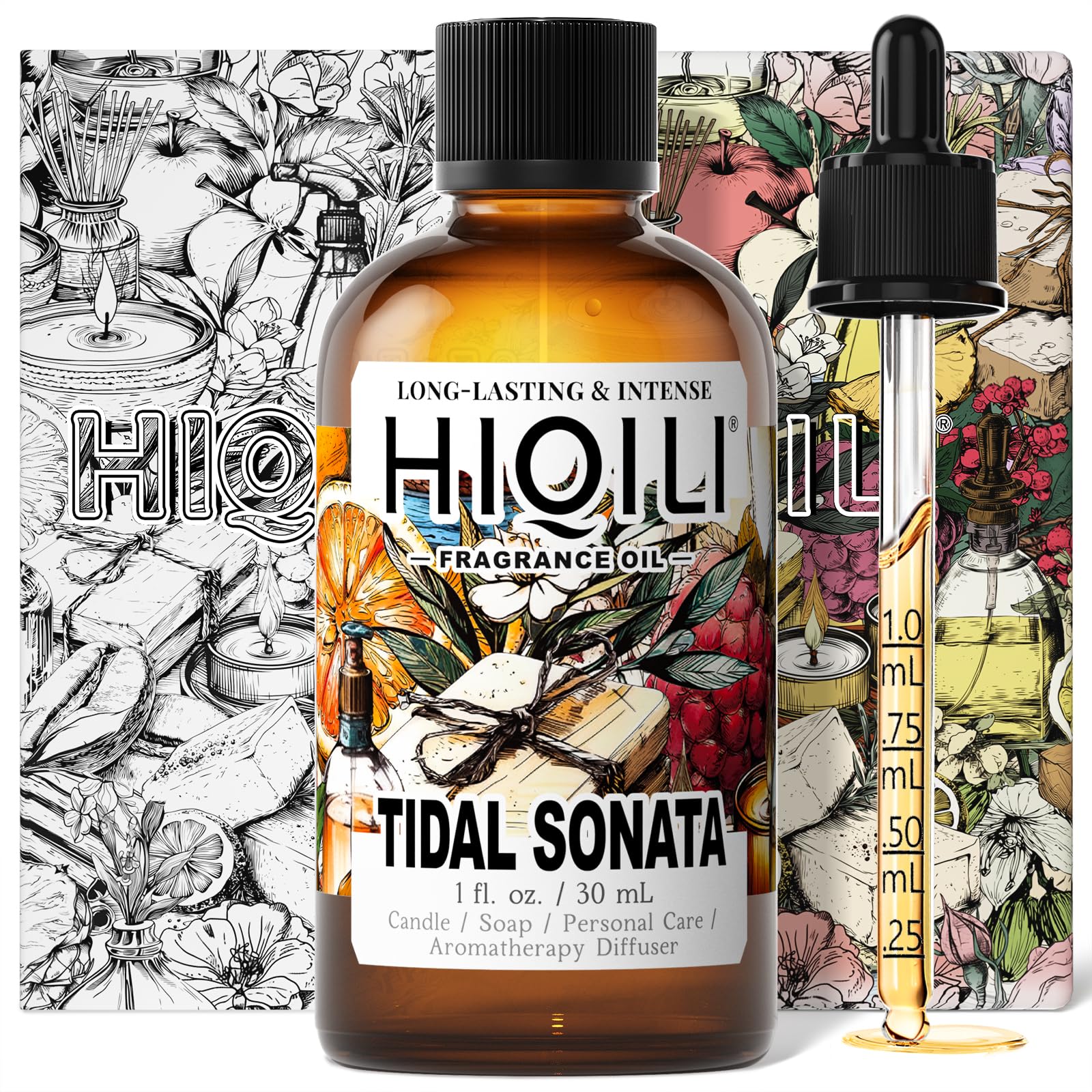 HIQILI Tidal Sonata Fragrance Oil for Diffuser, Ocean &amp; Lemon Scents, Candle &amp; Soap Making, Personal Care Scenting, Aquatic Notes, Long-Lasting Scents - 1.0 Fl Oz(Pack of 1)