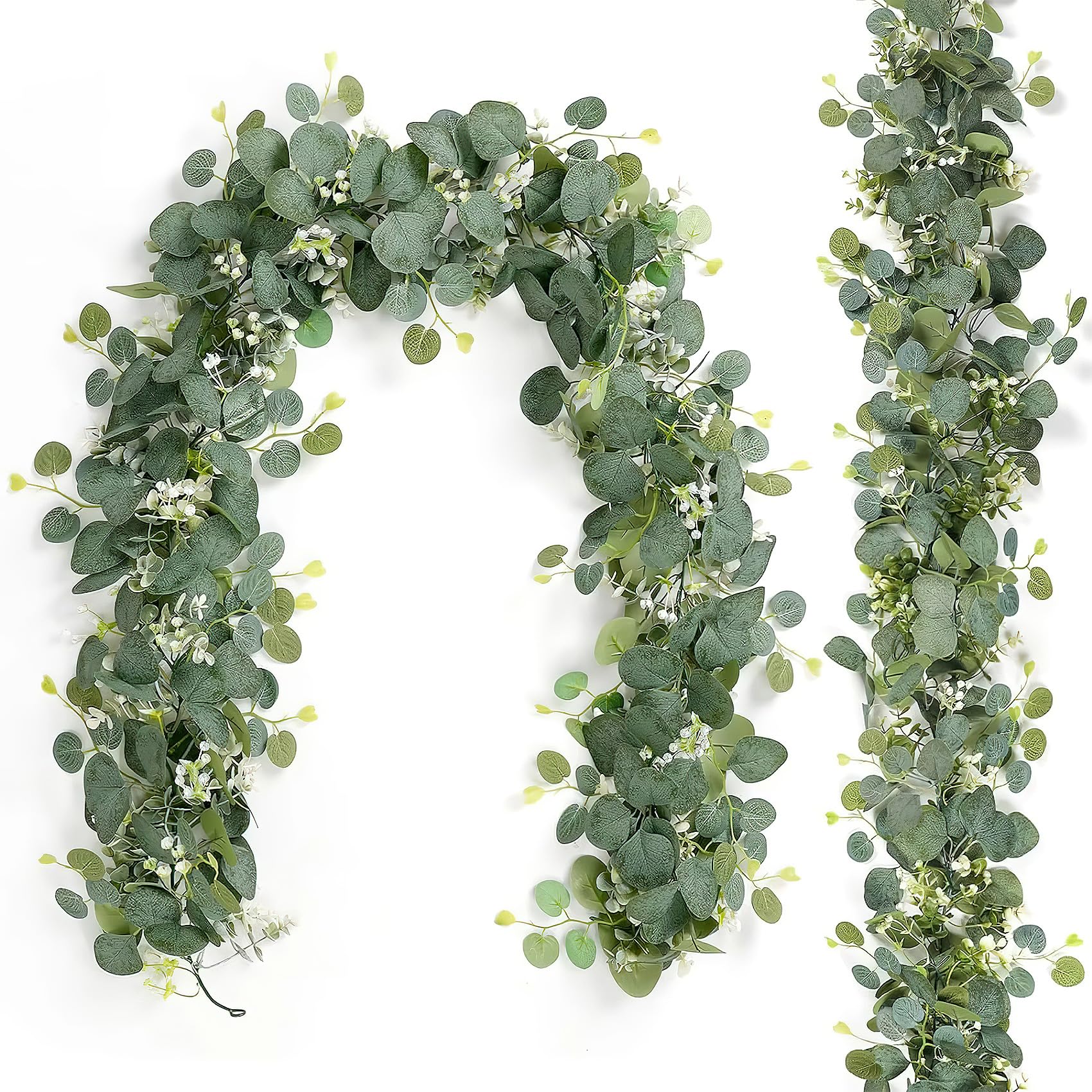 2 Pack 5.9FT Artificial Eucalyptus Garland, 180cm, Faux Greenery Vines with Leaves, for Wedding Arch Table Centerpiece Home Indoor Outdoor Decor