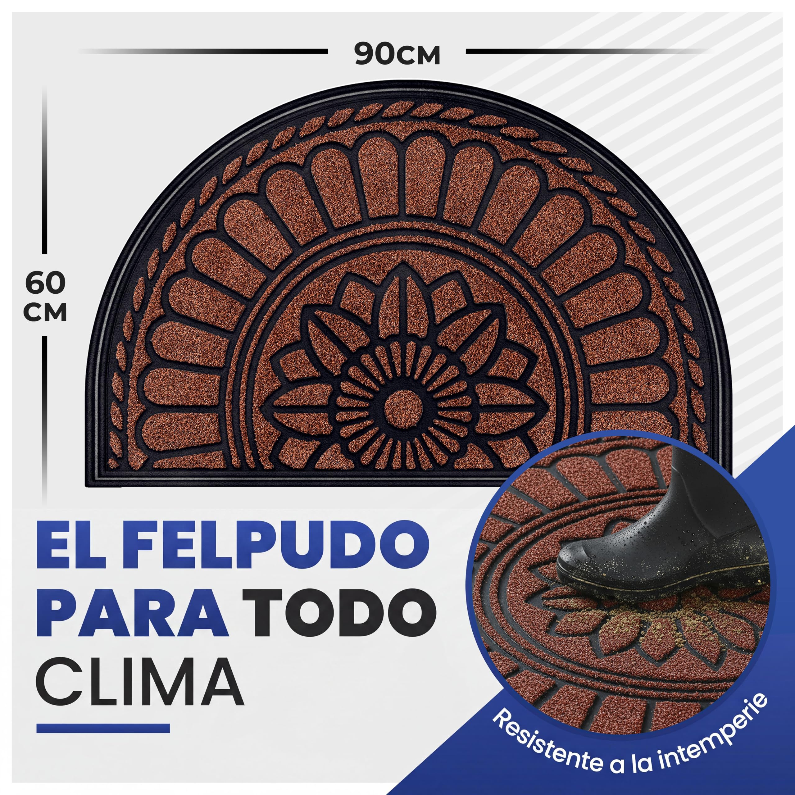 Mibao Felpudo semicircular Exterior - Felpudo Entrada casa Resistente Rojo