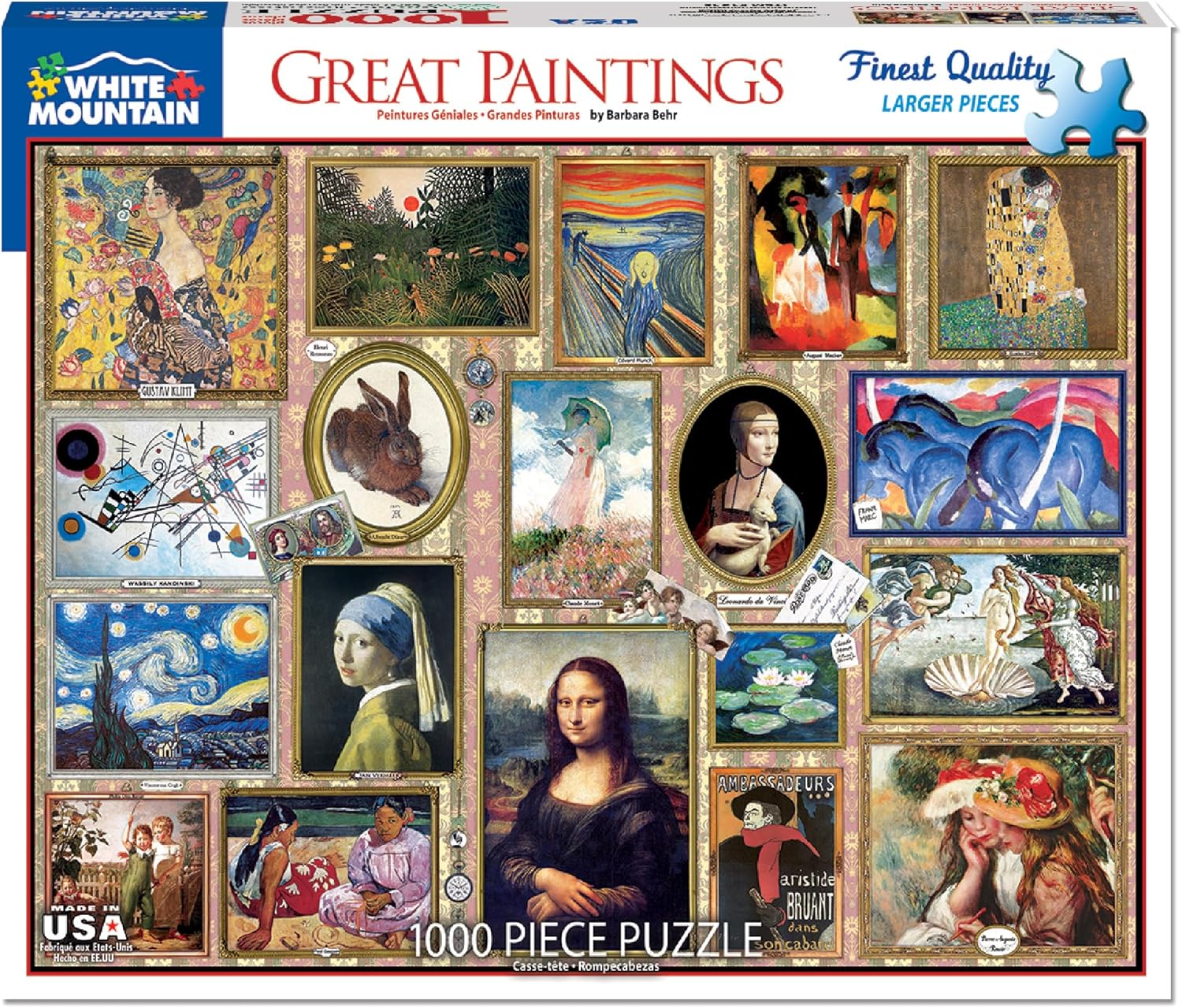 White Mountain 1000 Piece Jigsaw Puzzle Famous Art Masterpieces Puzzles with Large Pieces for Adults and Family 24"x30" – Great Paintings