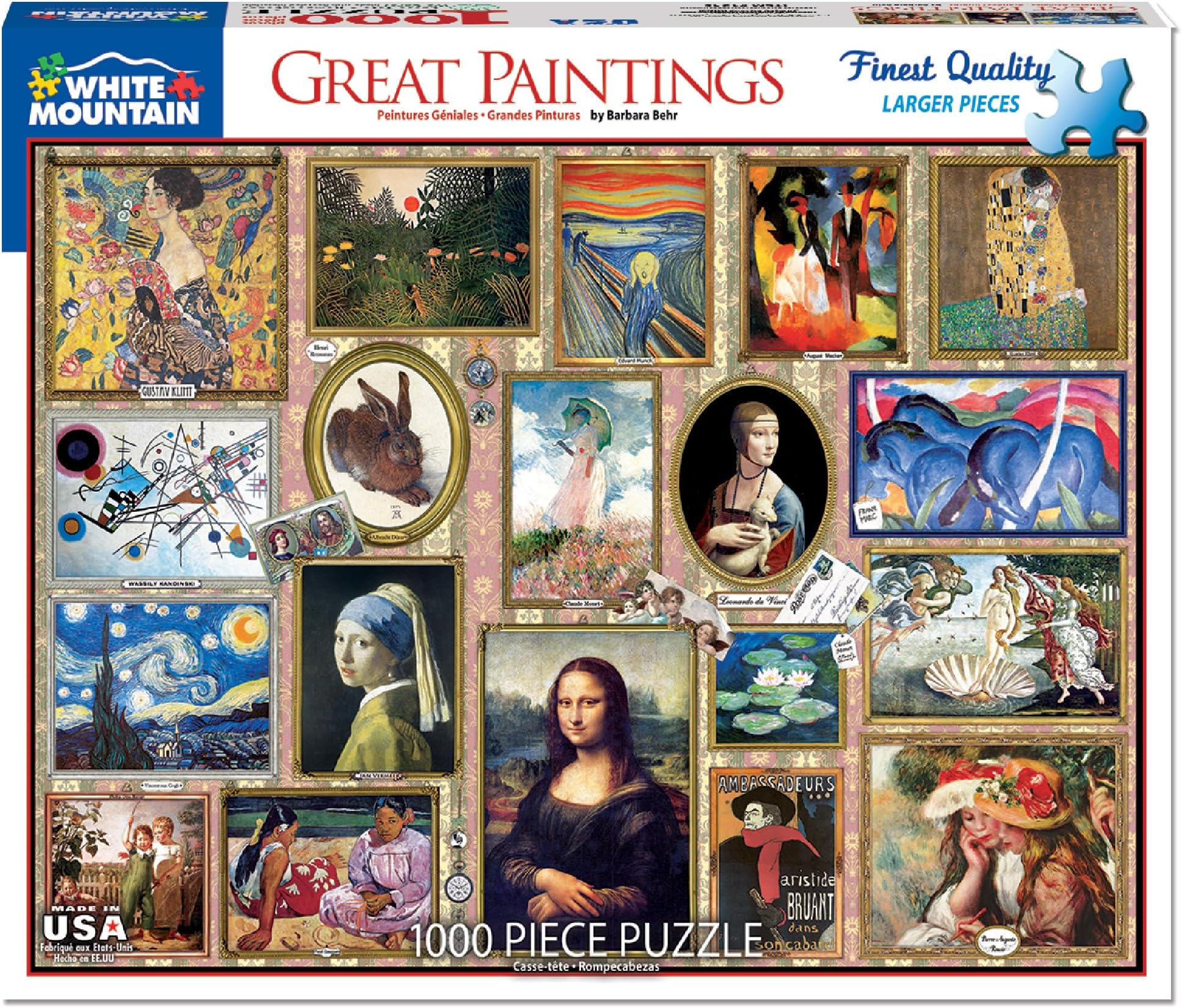 1000 Piece Jigsaw Puzzle Famous Art Masterpieces Puzzles with Large Pieces for Adults and Family 24"x30" – Great Paintings