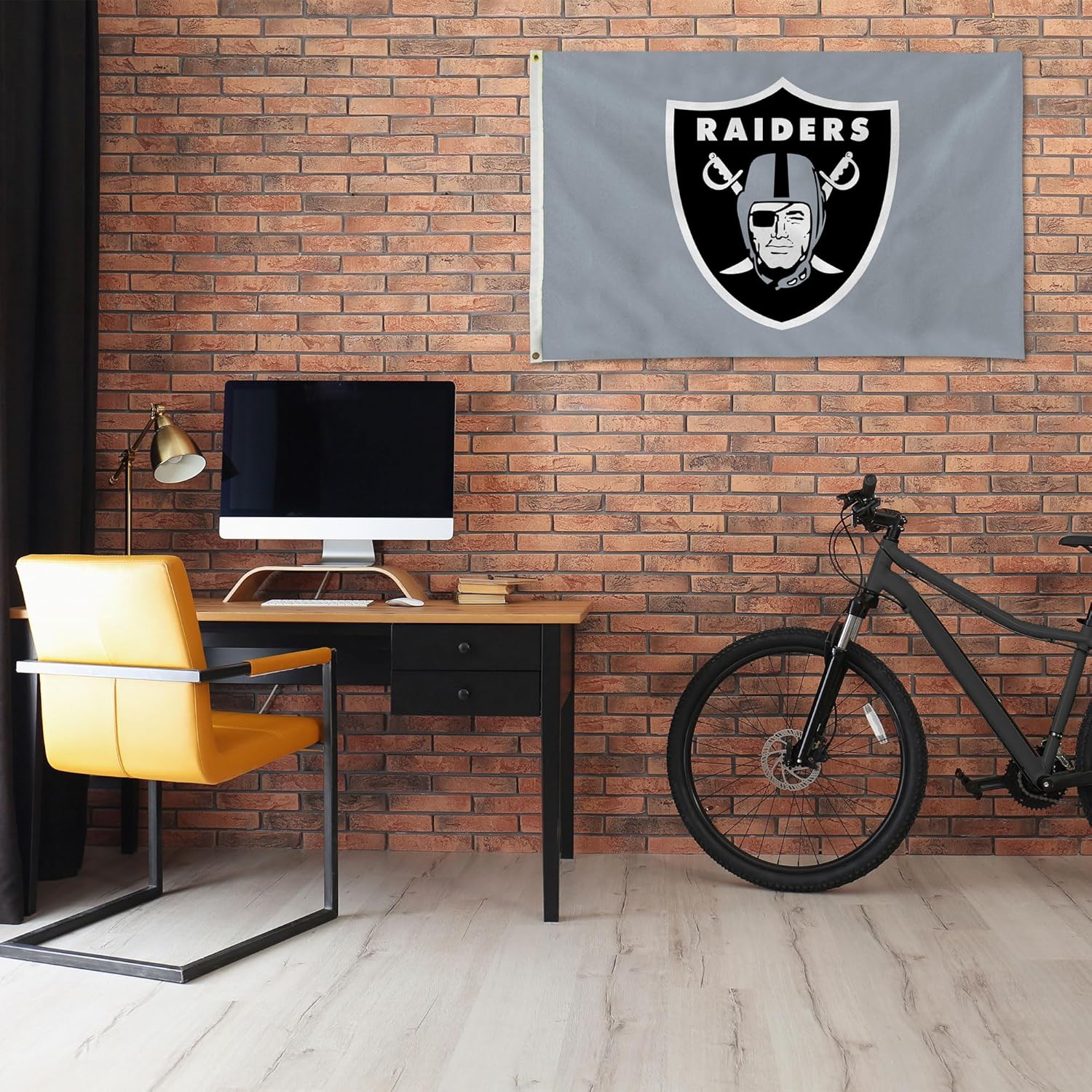 Rico Industries NFL Football Las Vegas Raiders Gray Shield 3' x 5' Banner Flag Single Sided - Indoor or Outdoor - Home Décor