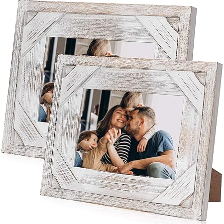 Amazon Com Yesterdecor 4x6 Rustic Picture Frames Set Of 2 White Wood Picture Frames Farmhouse Style Distressed Wedding Picture Frame 4x6 Photo Frame Horizontal Or Vertical Wall Or Tabletop