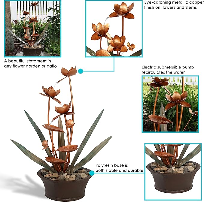 This fountain measures 28 inches in height, making it the perfect focal point for your outdoor space. The soothing sound of running water adds a relaxing ambiance to your surroundings, creating a peaceful and tranquil atmosphere. The durable construction ensures that this fountain will stand the test of time, providing you with years of enjoyment.