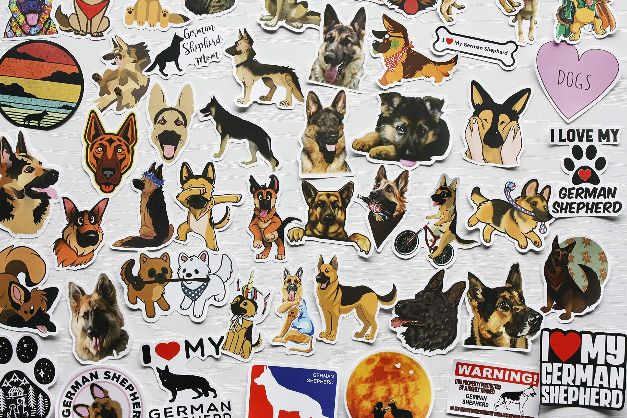 Generic50Pcs Funny Dog Stickers German Shepherd Stickers Cute Dog Decals Silly Puppies Window Decals for Hard Hats