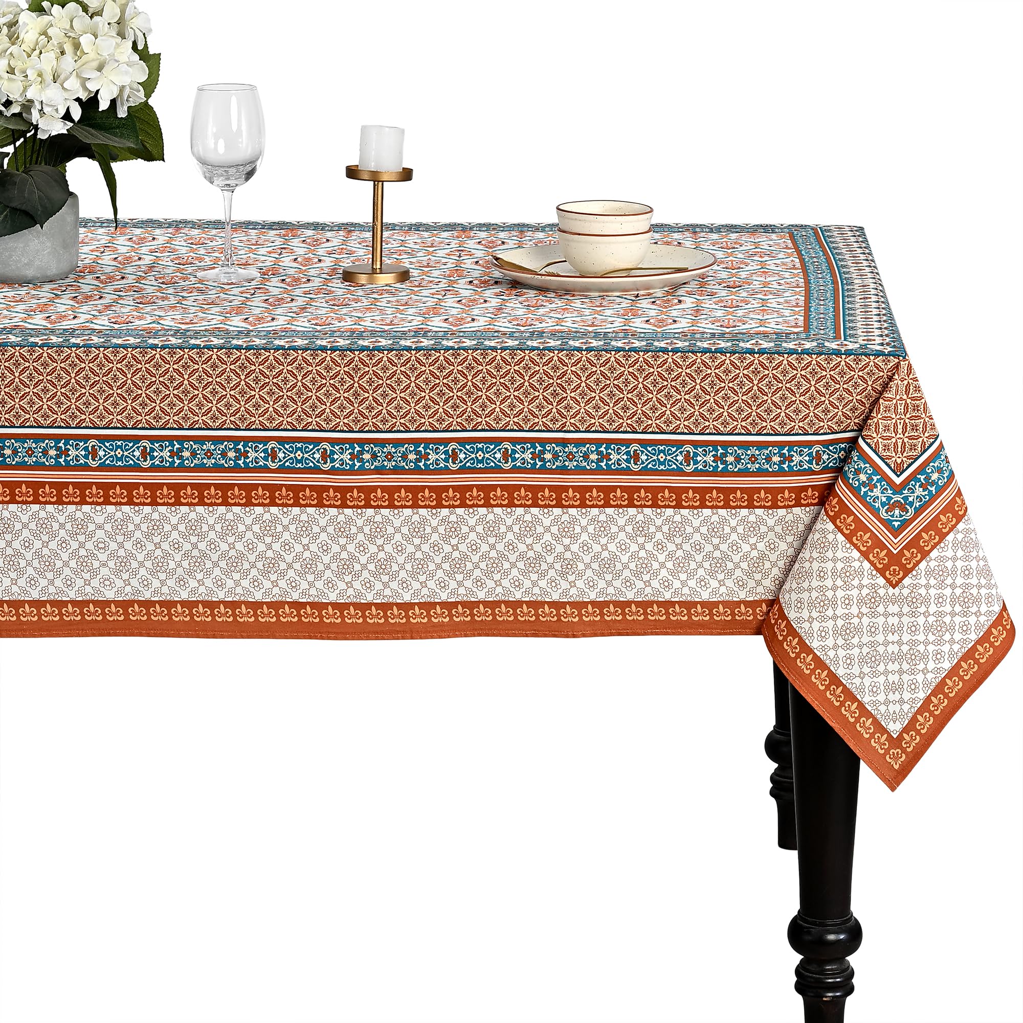 CPC Chestnut Fleur-de-lis Printed Rectangle Tablecloth 60x120 Inch