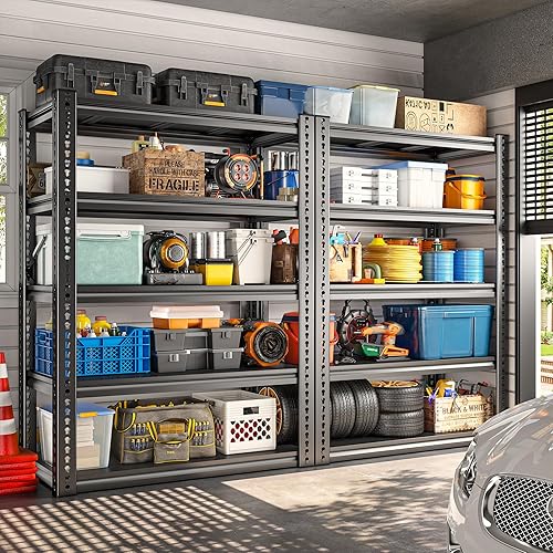 Miniatura 7 de REIBII Estantería de garaje de 72 pulgadas estantería resistente con capacidad para 1690 libras estantería de metal ajustable para estantes de