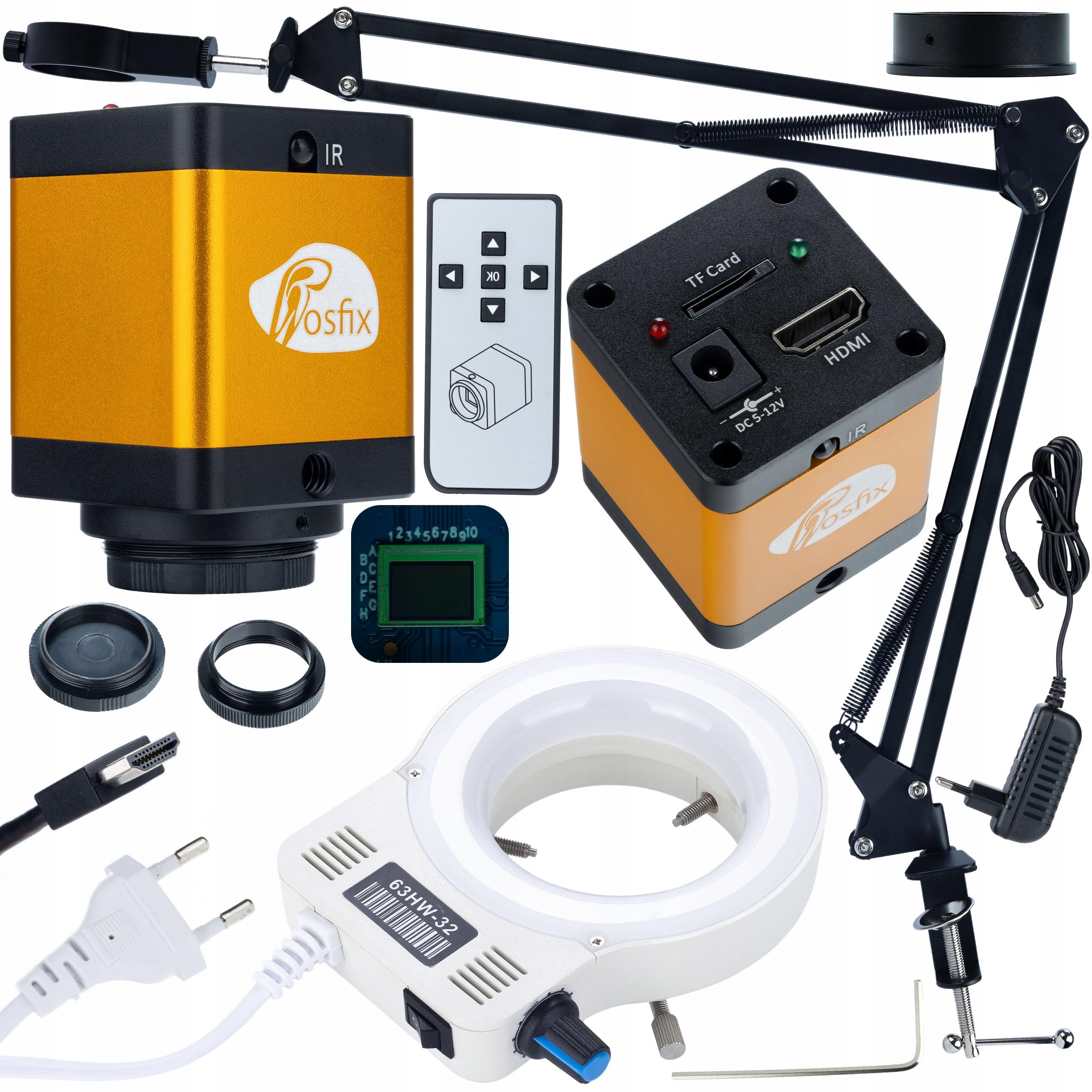 Rosfix Mikroskop Set 32xLED Kamera KMPP-HDMI-TF 12MP Kompatibel mit Earth