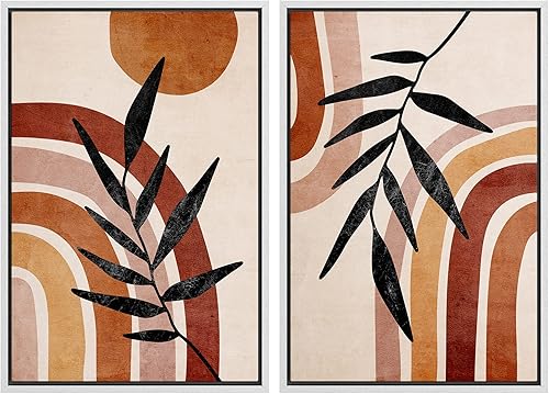 Miniatura 46 de IDEA4WALL Lienzo enmarcado para pared, juego de arte Bauhaus dorado de mediados de siglo, patrón de cuadrícula moderna, ilustraciones con formas