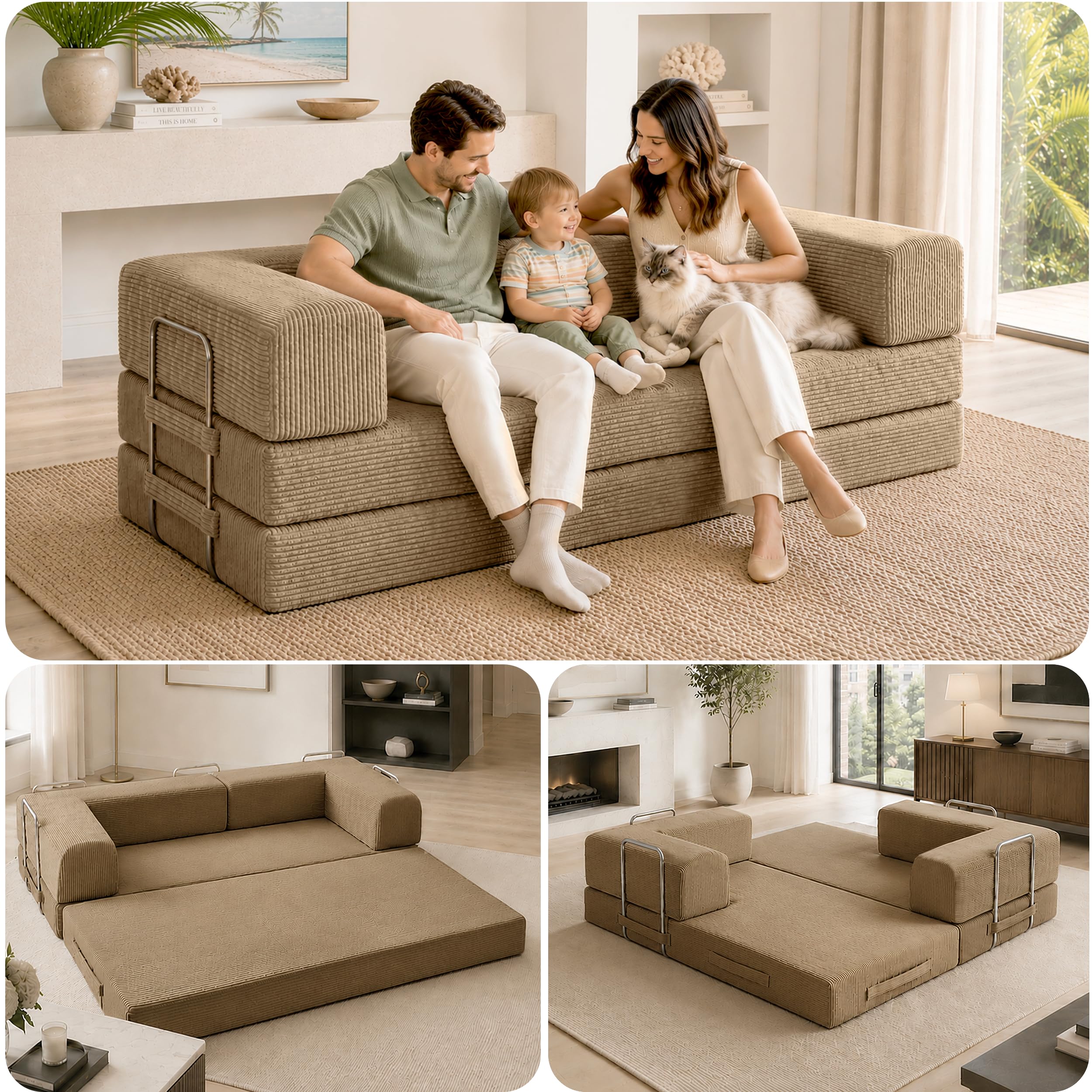 Photo 1 of TUFT & FINCH Boneless Convertible Sofa Bed - 82" Latte Brown